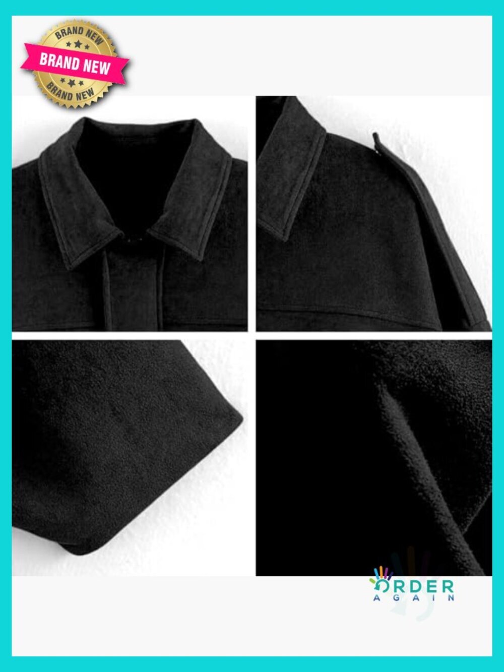 Faux Suede Bomber Jacket Oversized Long Sleeve Lapel Pilot Coat Trendy - Picture 5 of 7